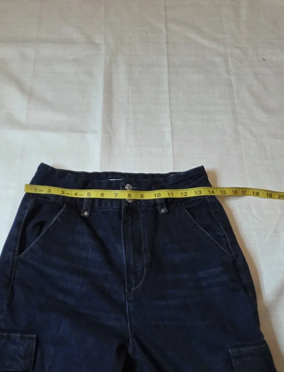 Paige Dion High Rise Cargo Flare Jeans Gracie Lou Dark Wash Y2K 90s Size 27 - Picture 7 of 11